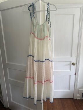 Z&L Maxi Dress - White with blue and pink